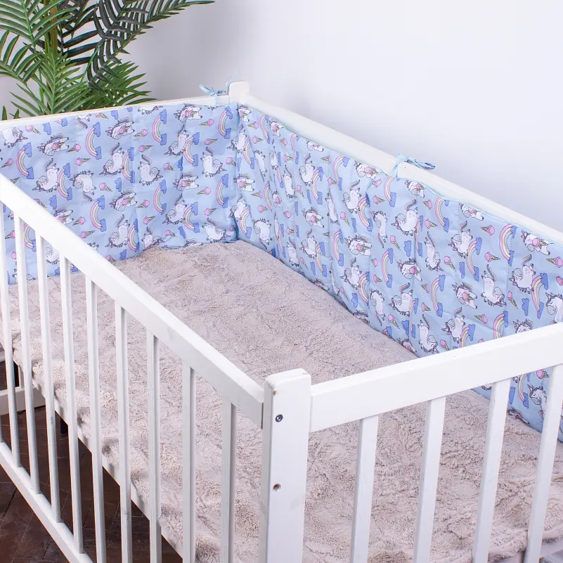 Защитный бортик в кроватку MirSon Kids Time 18-0006 Rainbow Unicorn, голубой - фото 2