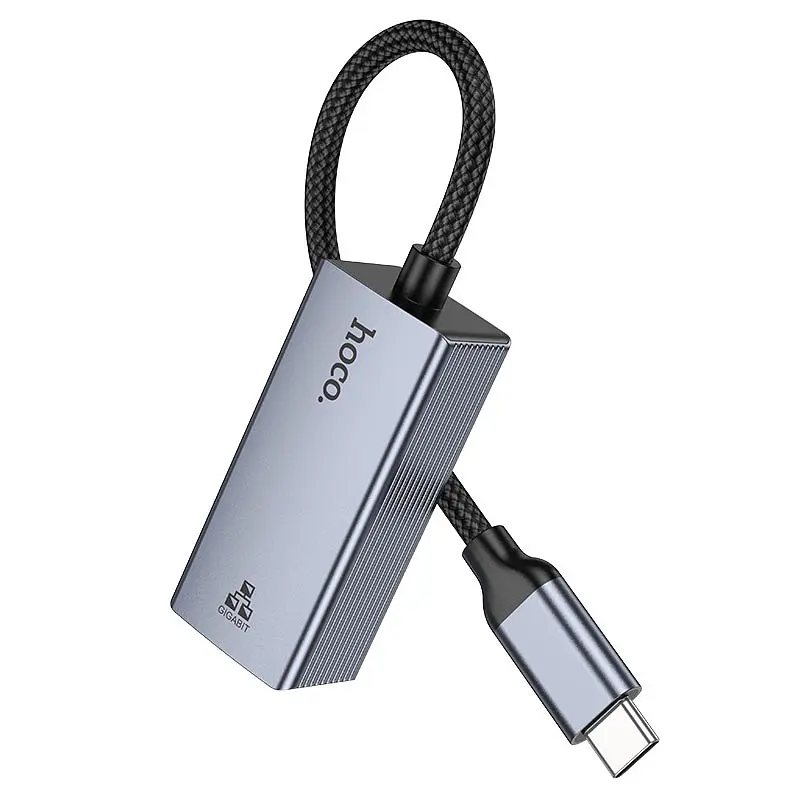 Контролер HOCO UA37 USB 3.0 to Ethernet - Мережевий адаптер 10/100/1000Mbps з дротом, Black, Blister Q100 - фото 4