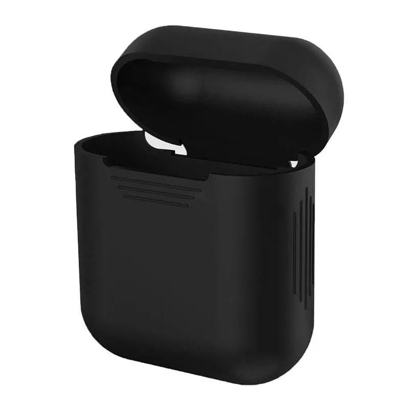 Силиконовый чехол для наушников Airpods 1/2 черный чехол для аирподс футляр для наушников air pods - фото 3
