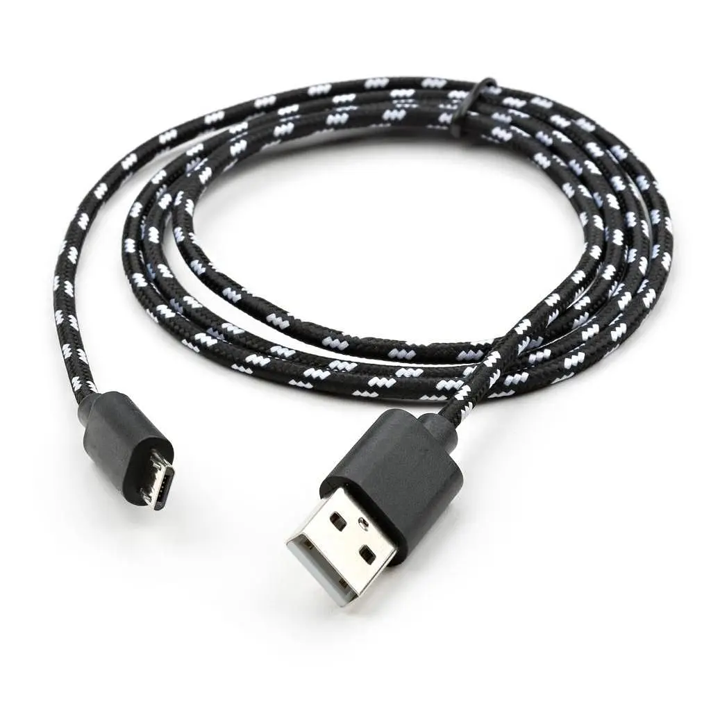 Дата кабель USB 2.0 AM to Micro 5P 2color nylon 1m black Vinga (VCPDCMBN31BK) - фото 2