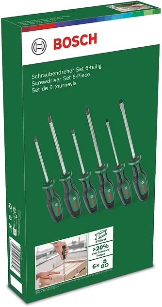 Отвертка SL 4, 6.5мм, PH1х100мм, PH2х125мм, PZ1х100мм, PZ2х125мм набор 6шт Bosch hoz0014146 - фото 7