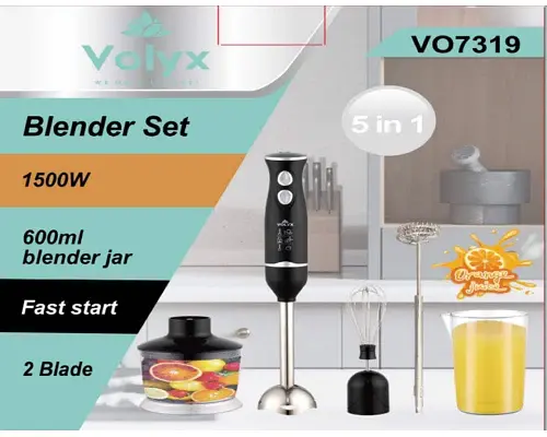 Універсальний занурювальний блендер VOLYX Blender Set 5 в 1 1500 Вт чорний VO7319 - фото 2