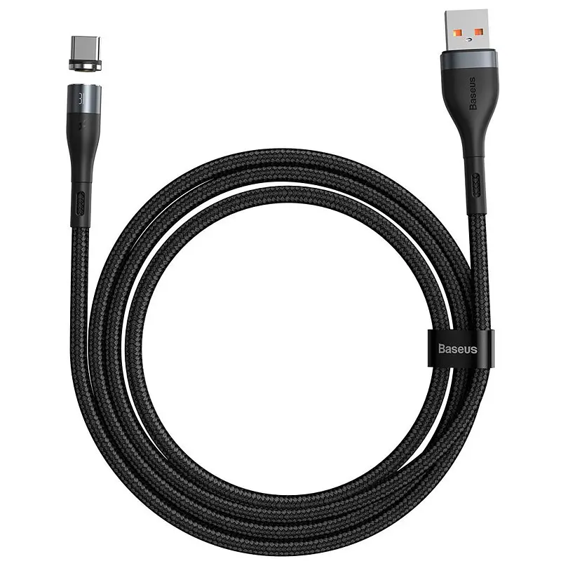 Кабель Baseus Zinc Fabric Magnetic Cable USB to Type-C 3A 1m CATXC-MG1 Black-Grey - фото 4