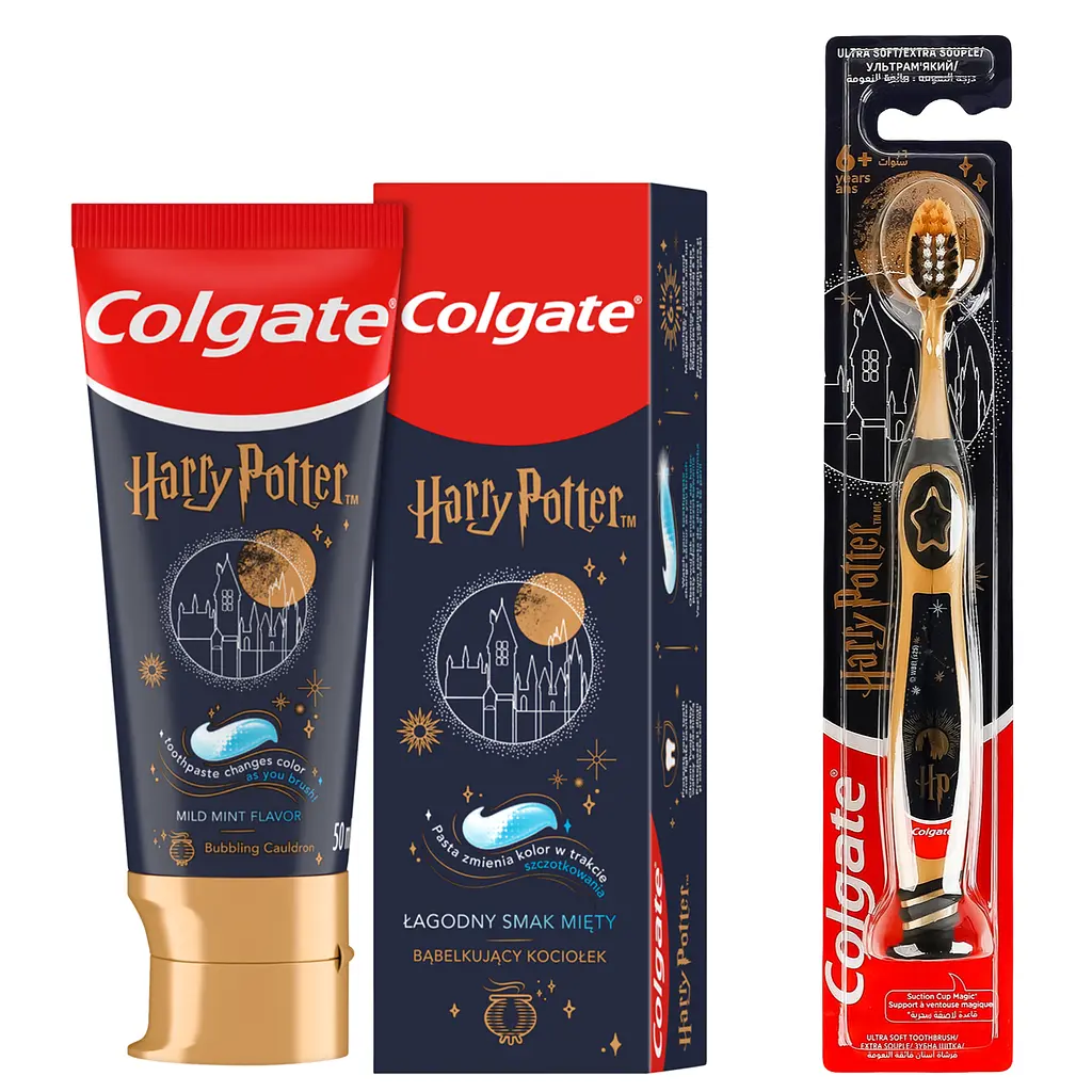 Набір Colgate Harry Potter: дитяча зубна паста 50 мл + зубна щітка для дітей 6+ років ультра м'яка 1 шт.