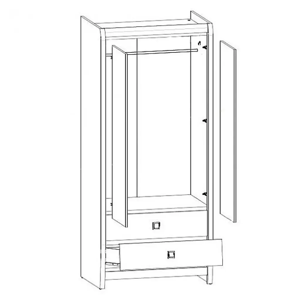 Шафа розпашна з ящиками Gerbor Коен МДФ SZF2D2S Венге магія/Штрокс темний (GRB-1421) - фото 2