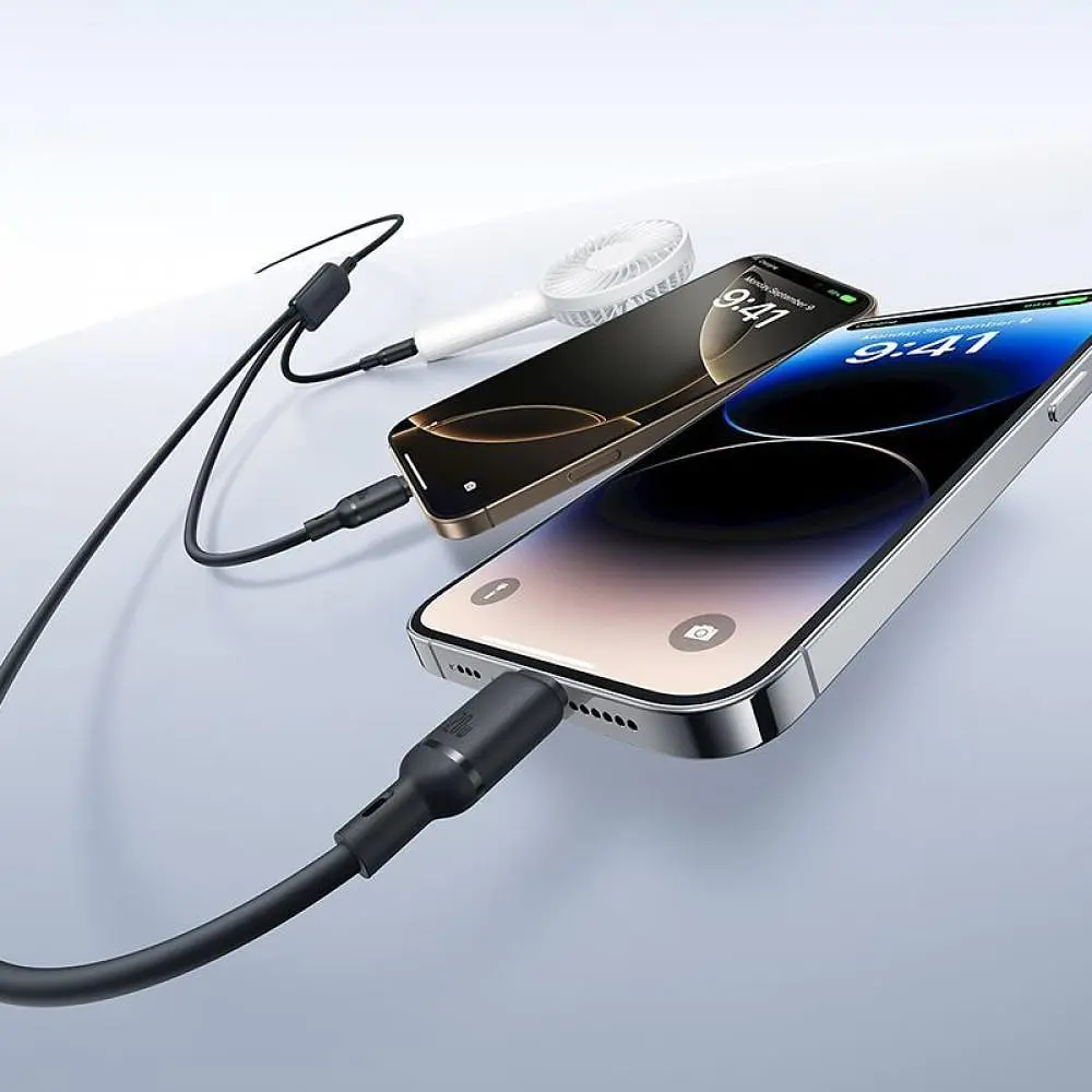Кабель Baseus Silky One-for-Three Fast Charging Type-C to Micro USB+Lightning+Type-C 100W 1.5m black (P10377706123-00) - фото 10