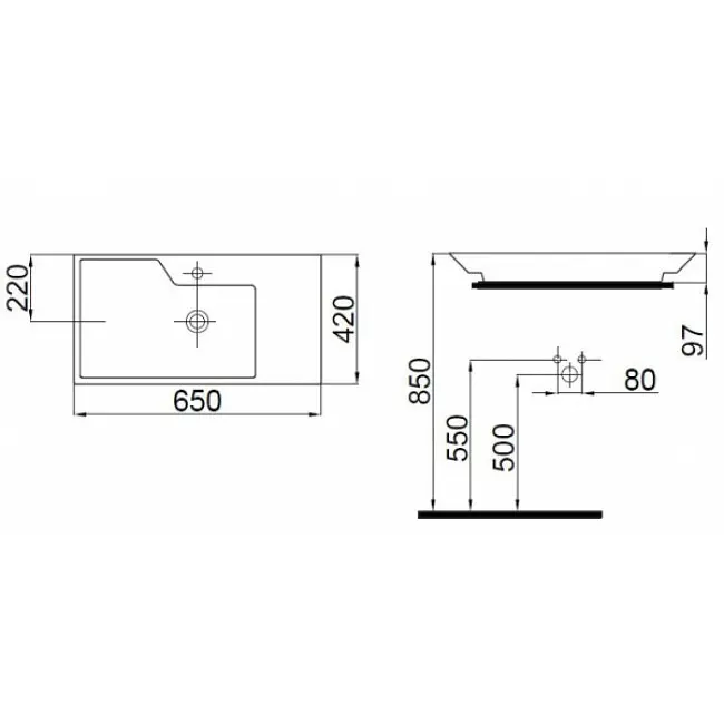 Раковина Idevit Lara 42x65 0201-4655, Білий - фото 2