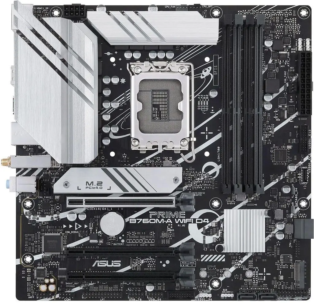 Материнська плата ASUS PRIME B760M-A WIFI D4 (PRIME B760M-A WIFI D4) (Socket 1700, Intel B760, Micro-ATX)