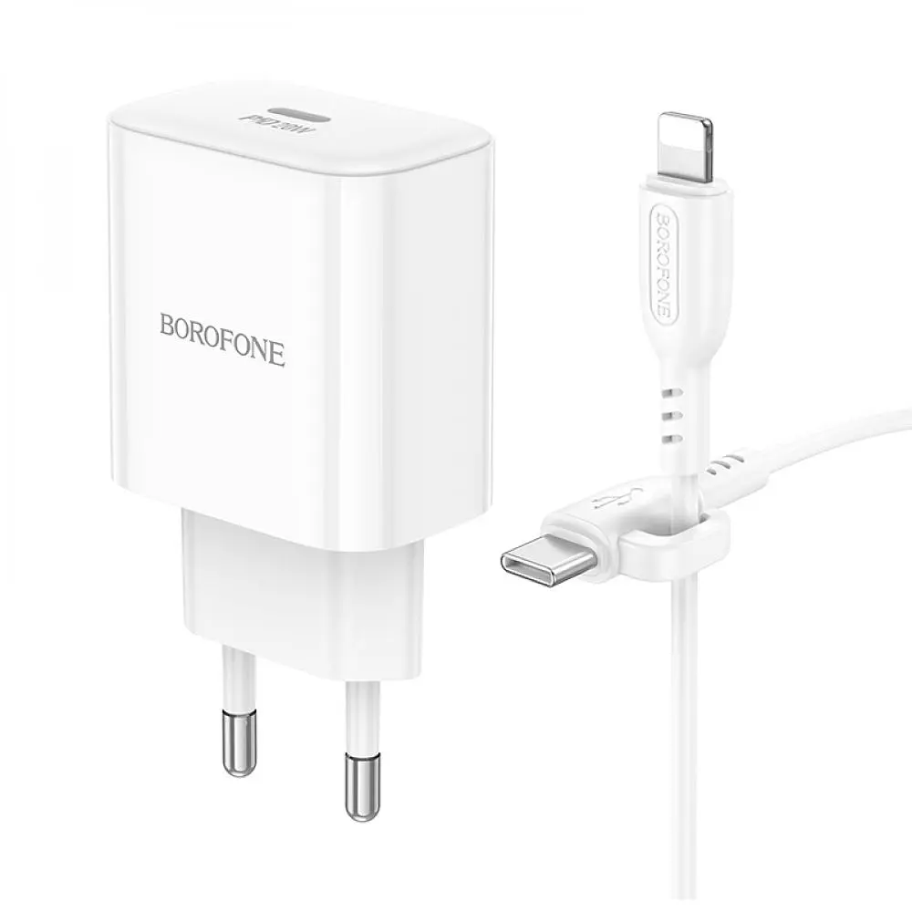 Комплект зарядного пристрою Borofone BA81A 1 Type-C PD20W Type-C to Lightning iOS White - фото 5