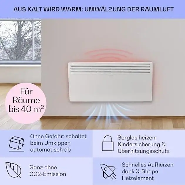 Конвекторный обогреватель Klarstein Hot Spot Slimcurve 2000 Вт (10033016) - фото 4