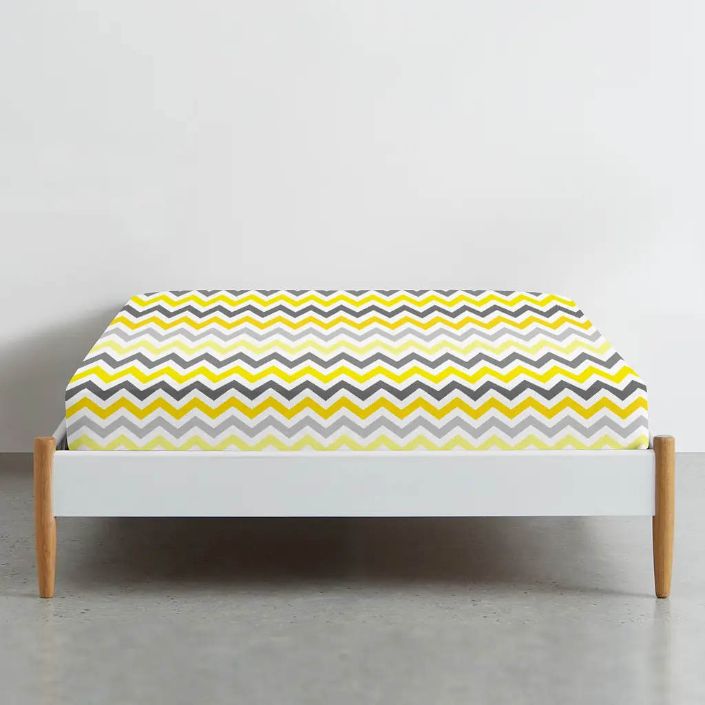 Простирадло на резинці Cosas Yellow Zigzag 90х200х20 см (ZigYellowGrey_90x200x20) - фото 2