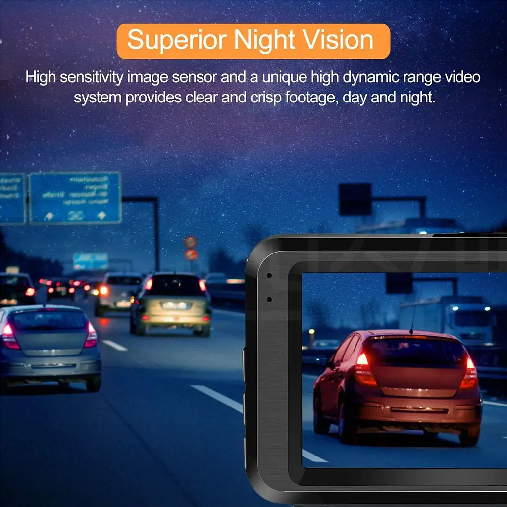 ORSKEY S900 Dash Cam 1080P Full HD Передня та задня подвійна камера SD-карта в комплекті 170 Ширококутний - фото 2