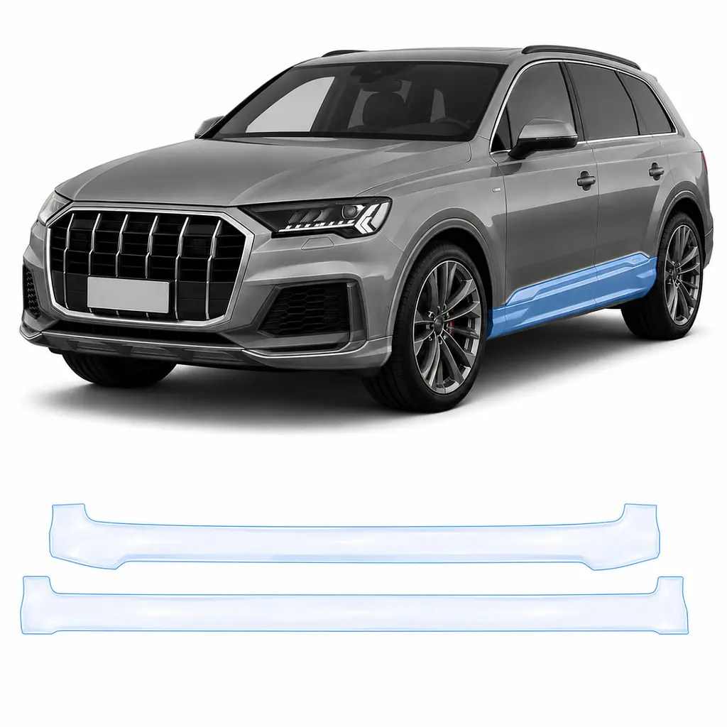 Антигравійна захисна бронеплівка за лекалами для Audi Q7 4M facelift 2020-2024 - нижня зона кузова