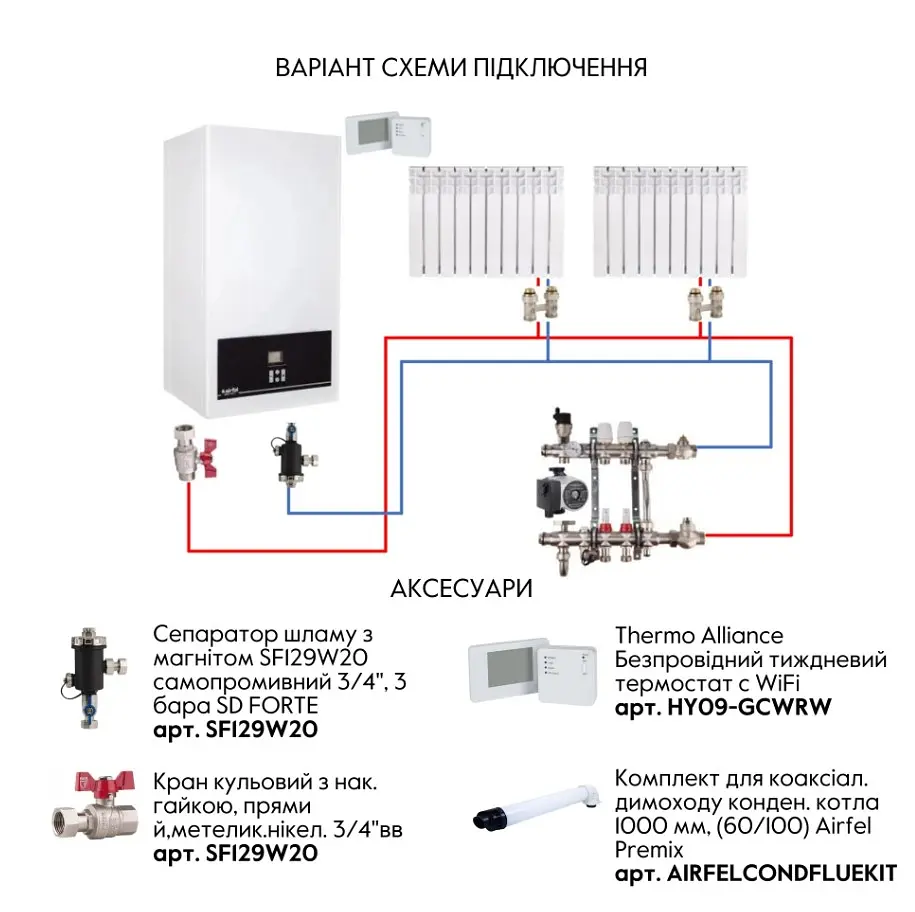 Котел газовий Airfel DigiFEL Premix 23 кВт, двоконтурний, конденсаційний, навісний, з двома теплообмінниками A2CPX023DARU - фото 11