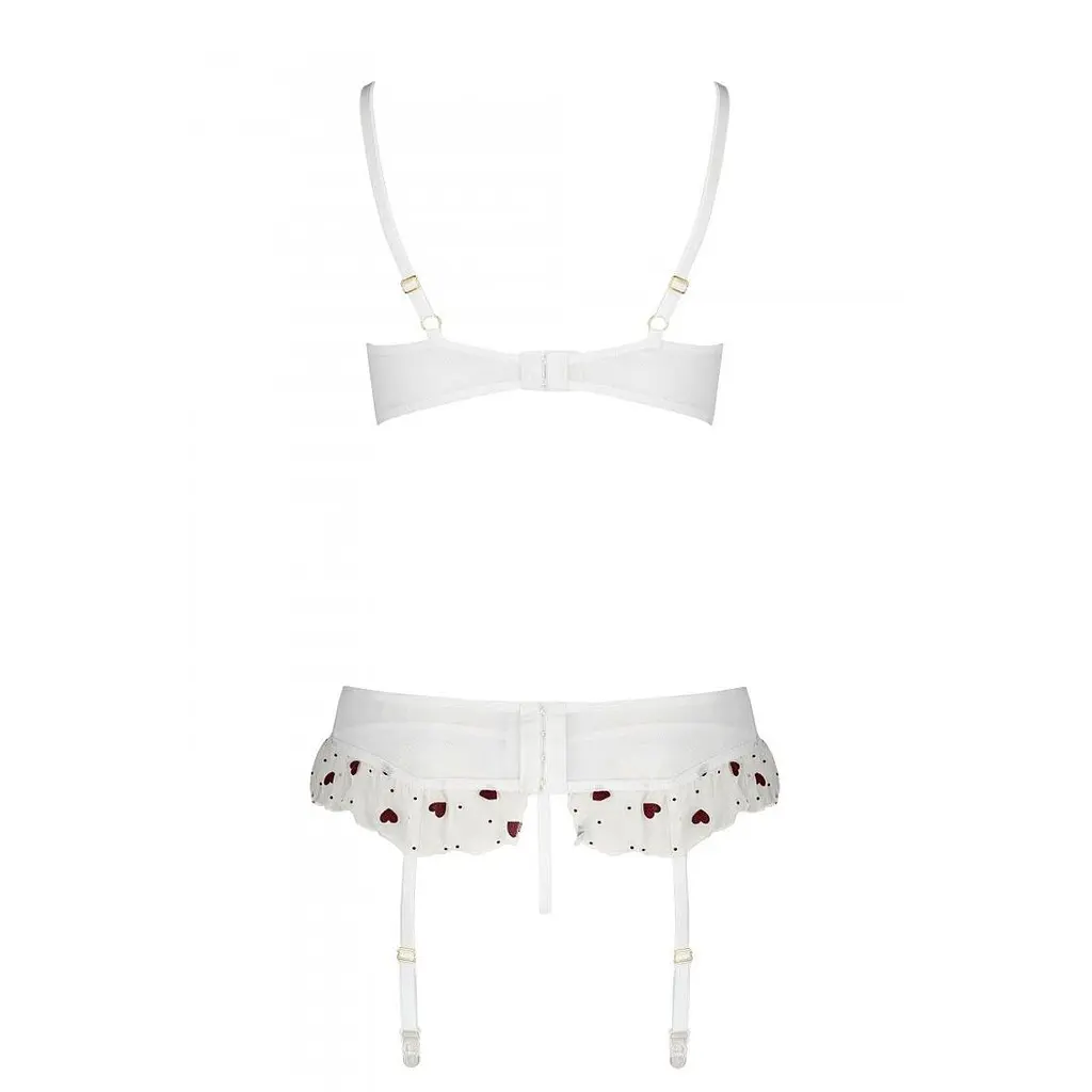 Сексуальний комплект з поясом для панчіх Passion LOVELIA SET XXL/XXXL, white - фото 6