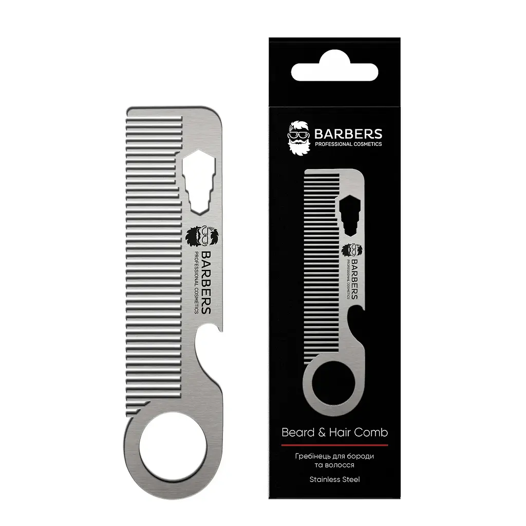 Металевий гребінець для бороди та волосся Barbers Metal Comb - фото 2