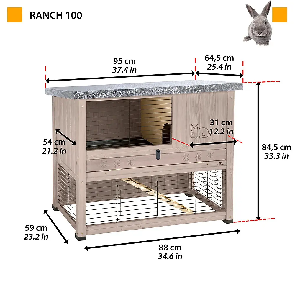 Клітка для кроликів та морських свинок Ferplast Ranch 100 Basic сіра 90,5x46x80 см 57090011 - фото 2