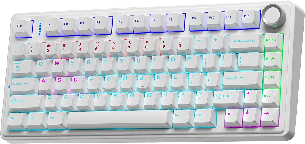 Игровая механическая клавиатура AULA F75 / Проводное подключение / KRGD Blue Switch (Clicky) / White - фото 2