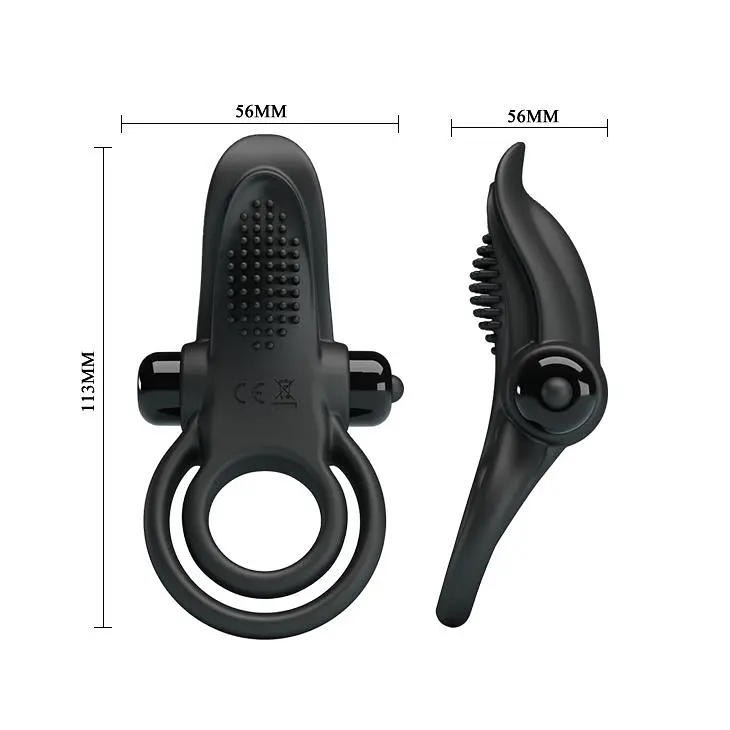 Ерекційне кільце Pretty Love Vibro Penis Ring Black, 11.3х5.6 см (чорний) - фото 5