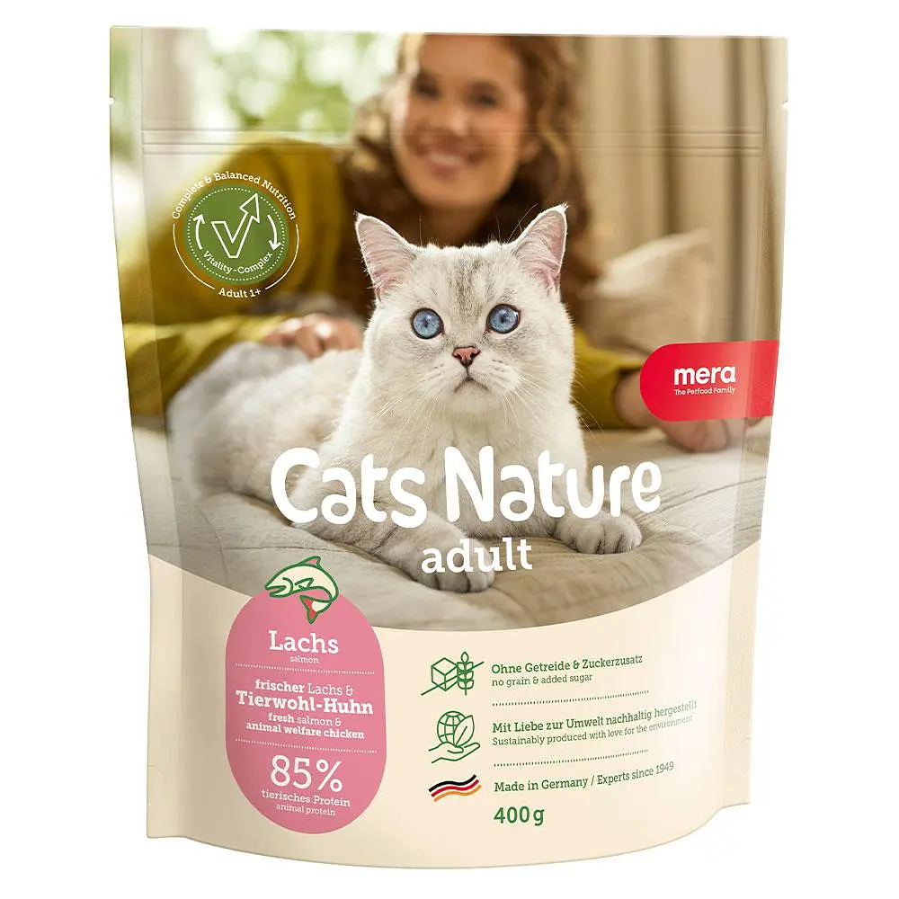 Сухий корм для дорослих котів всіх порід Mera Cats Nature Adult Salmon (Lachs) з лососем 400 г