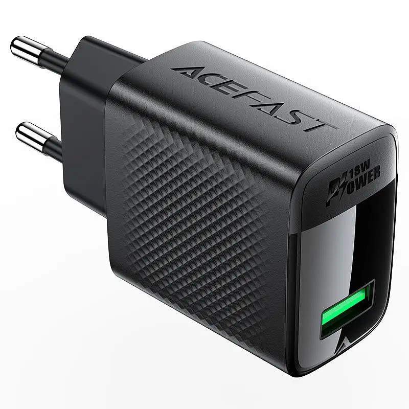 Сітчасте зарядне пристрій ACEFAST A90 QC18W GaN single USB-A charger (EU) чорний - фото 3