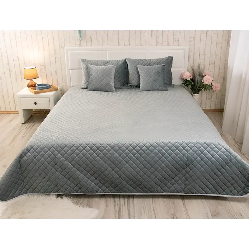 Двостороння декоративна подушка Руно Velour Dark grey ромб 40х40 см темно-сіра - фото 6