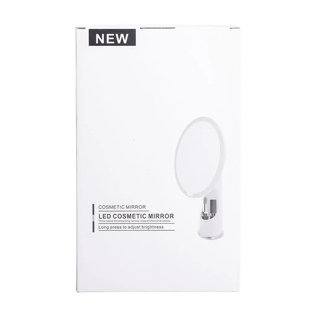 Косметичне дзеркало з LED-підсвіткою та органайзером 18,5 см, білий Yiwu HP-10-1AW - фото 7
