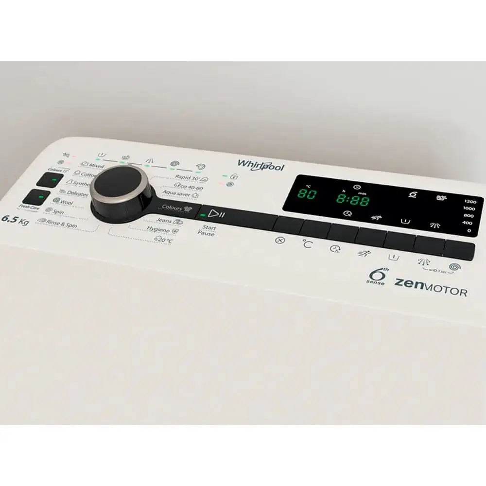 Whirlpool Пральна машина Whirlpool вертикальна, 6,5 кг, 1200, С, 60см, дисплей, інвертор, білий - фото 7