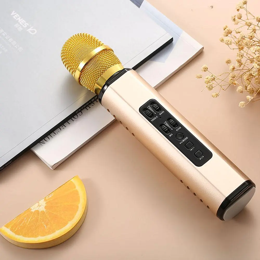 Бездротовий караоке-мікрофон Losso K6 Premium з вбудованим динаміком і Bluetooth Gold (18960) - фото 4