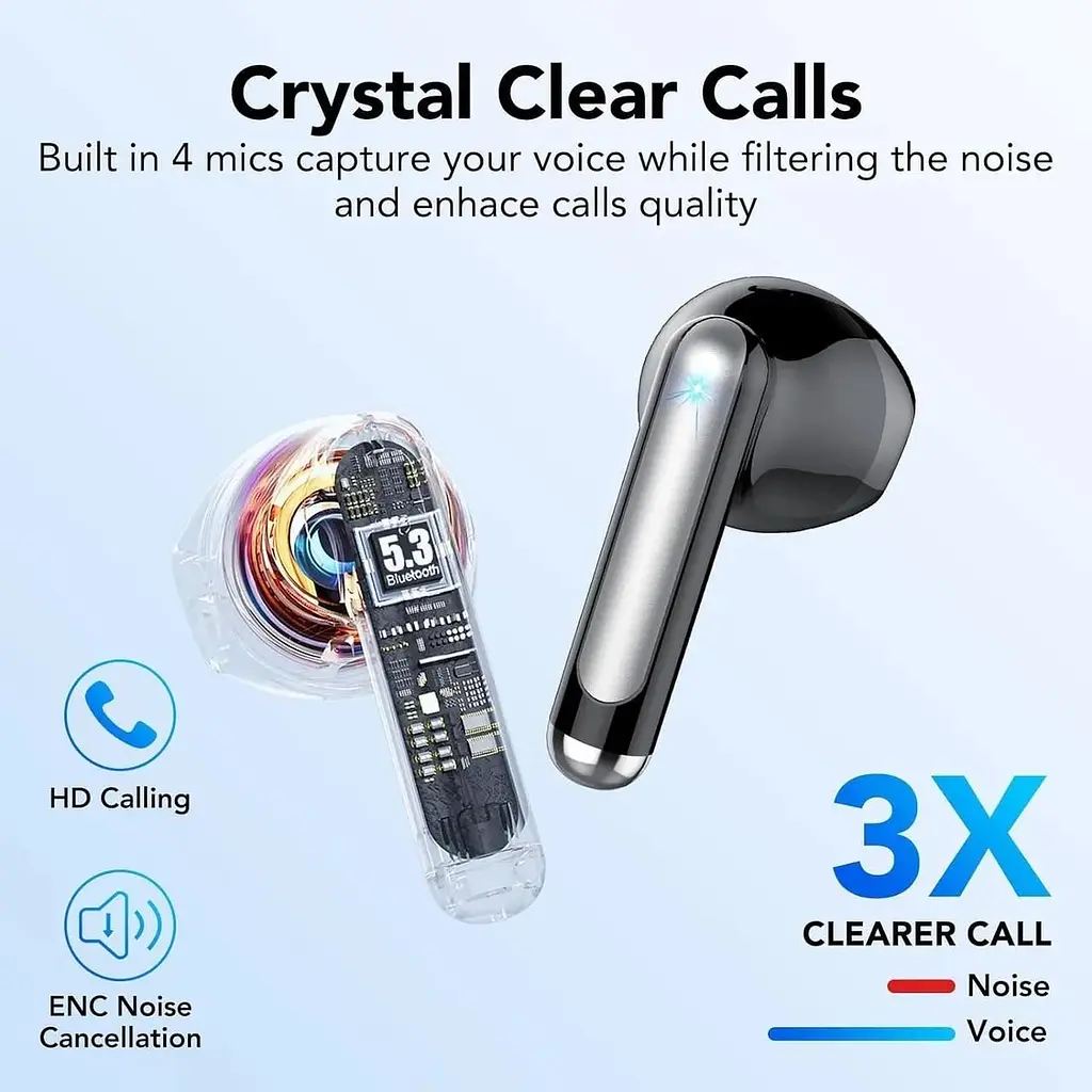 Бездротові навушники Tukio Bluetooth 5.3 з 4 мікрофонами ENC HD - фото 4