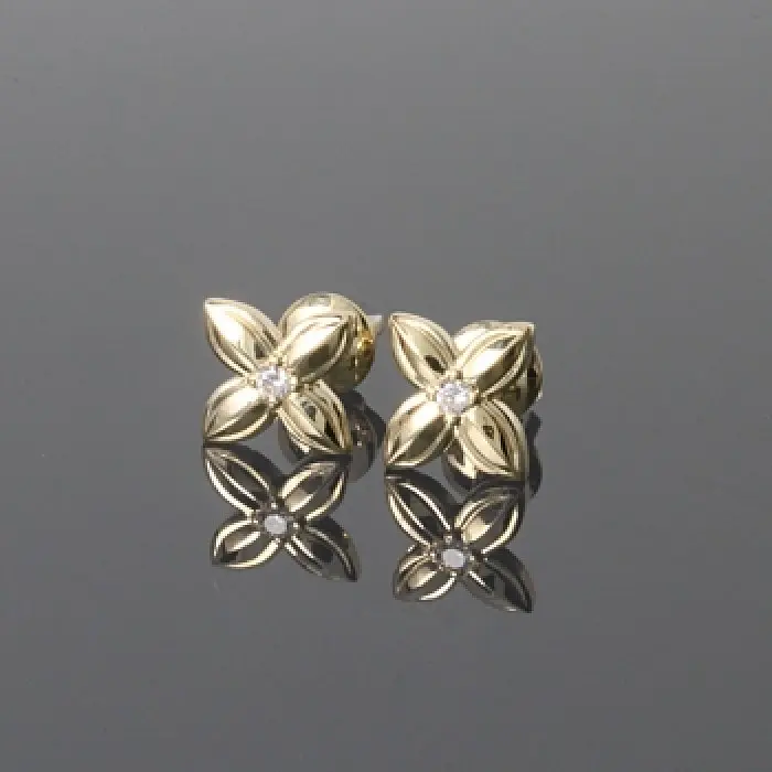 Сережки гвоздики з жовтого золота S-0050 - фото 4