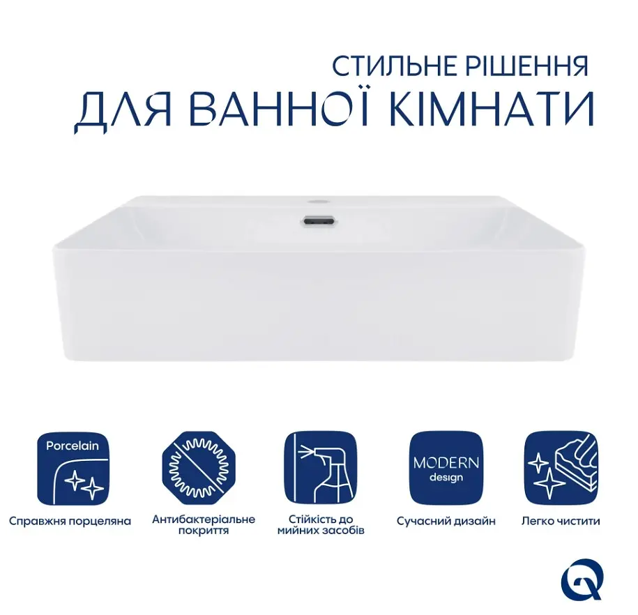 Раковина подвесная Qtap Nando LT 610х420х140 мм, White, прямоугольная, без донного клапана QT12116146W - фото 2