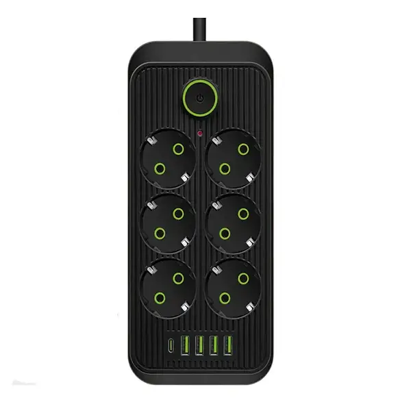 Мережевий фільтр-подовжувач SMART 6 розеток 5 USB 3 метри, чорний
 - фото 2