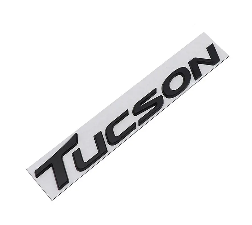 Емблема напис TUCSON для Hyundai Чорна 32х217 мм метал на скотчі (Завод) - фото 2
