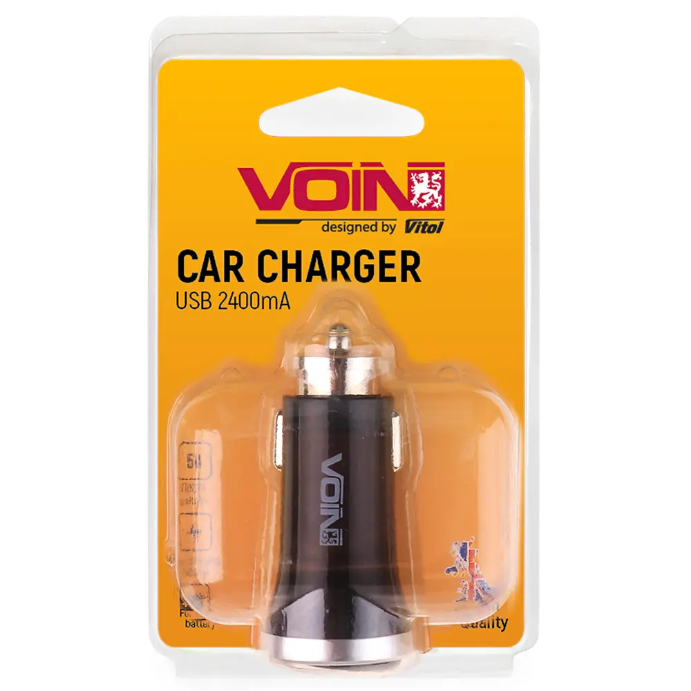 Автомобільний зарядний пристрій Voin 2USB 12/24V - 5V 2.4A (C-2411BK) - фото 3