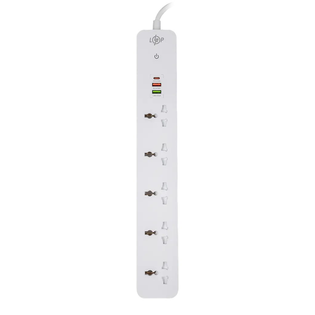 Мережевий фільтр (подовжувач) LogicPower (5x220V-2500W, 1xUSB-38W/PD/QC3.0, 1xType-C 20W, 1xUSB 18W) - фото 2