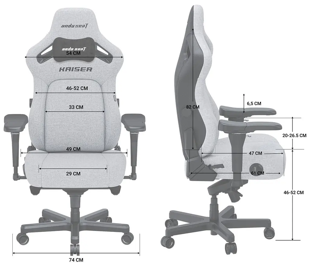 Ігрове крісло Anda Seat Kaiser 4 Size L Black Fabric (AD12YDDC-L-20-B-CF) - фото 14