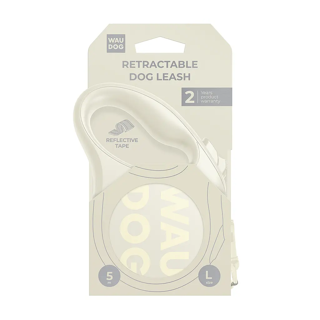 Повідець для собак WAUDOG R-leash Monochrome White M до 25 кг, 5 м, світловідбивна стрічка (816315) - фото 3