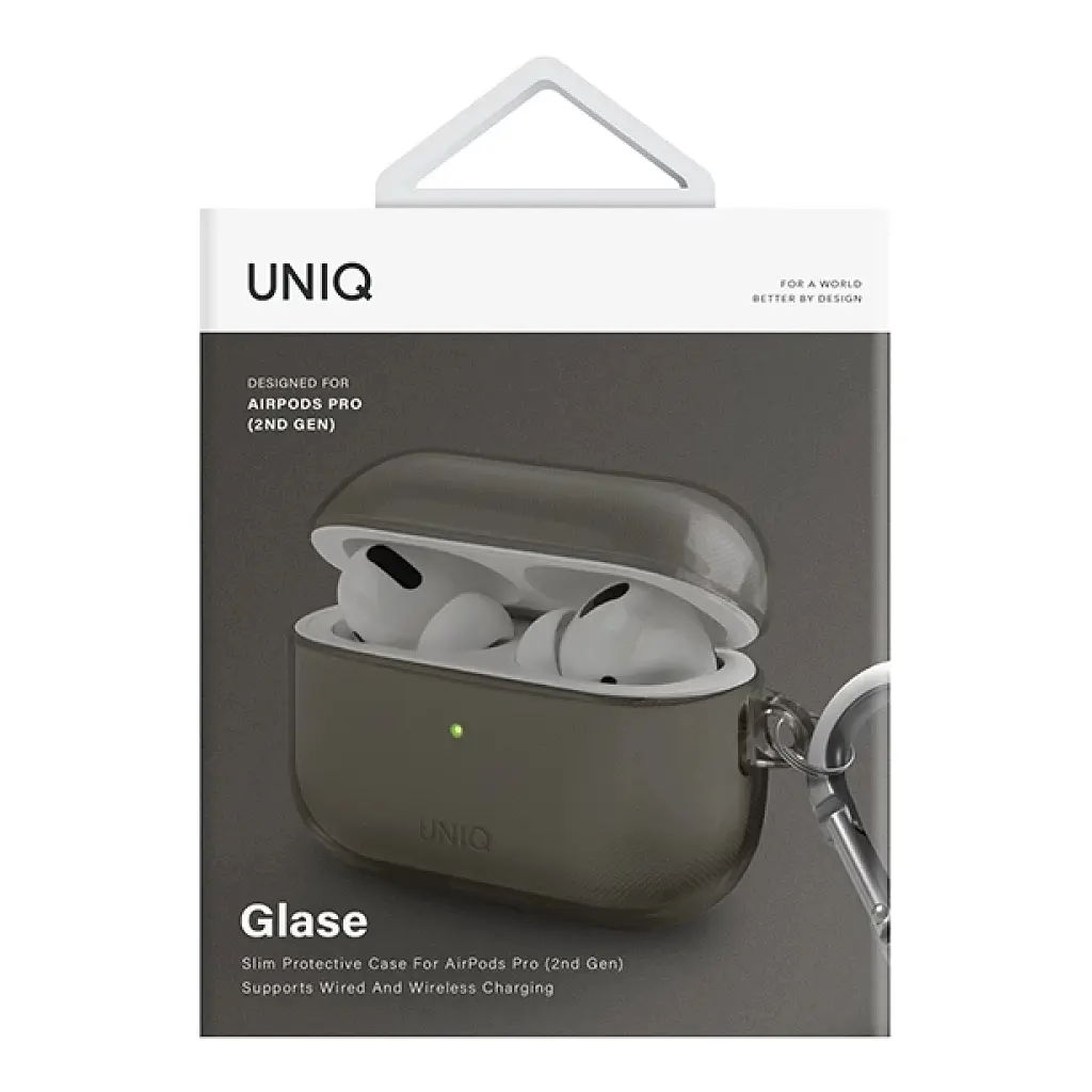 Чохол для навушників Uniq Glase AirPods Pro 2 gen Glossy Smoke (8886463683590) - фото 3