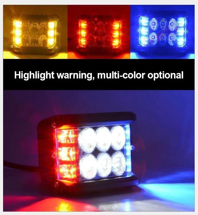 Додаткова LED фара 18W (3W x 6) 10-30V 90x76x80 mm ближній стробоскоп 1 шт. (W 0260-RB) - фото 3