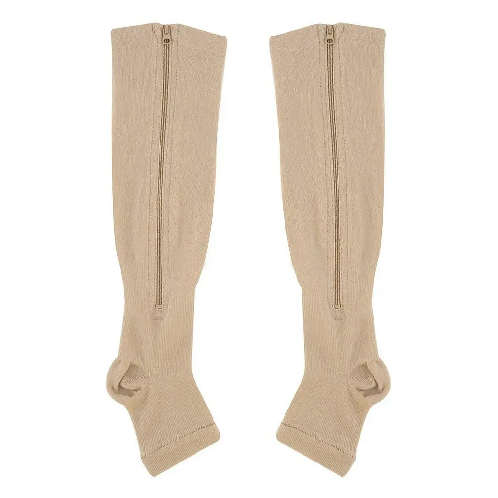 Чулки компрессионные коричневые на молнии размер L/XL гольфы от варикоза Zip-up Compression Socks - фото 5