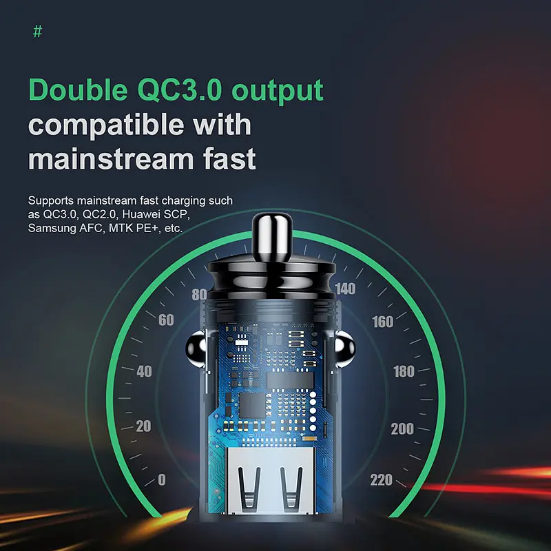 Автомобильный адаптер BASEUS Circular Plastic A+A PPS 2USB, 5A, QC 3.0 CCALL-YD01 - фото 6