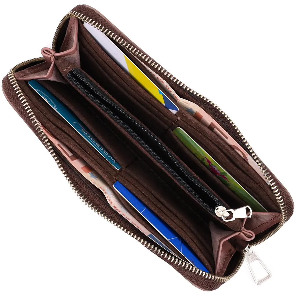 Кожаный женский кошелек Grande Pelle 19.5х9.7х2 см acs0027012 - фото 5