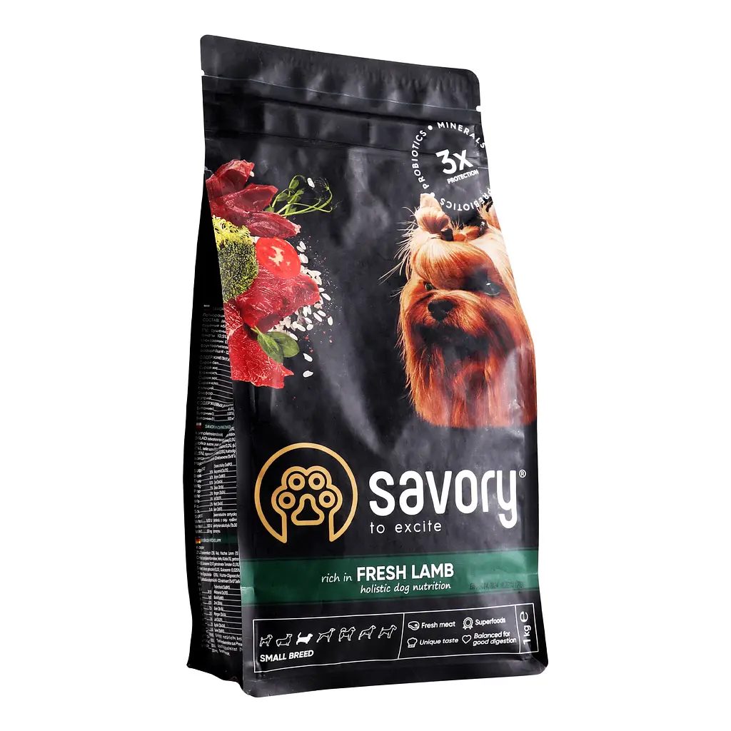 Сухий корм для собак малих порід Savory Breeds rich in Fresh Lamb зі свіжим м'ясом ягняти 1 кг - фото 3