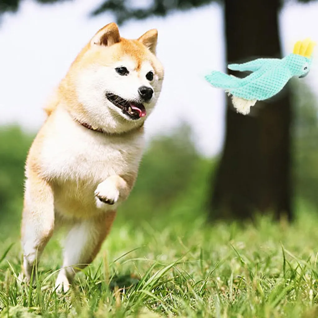 М'яка іграшка для собак Fuzzy - Bird Dog Squeaky Toy з мотузками і пищалкою, бірюзова - фото 6