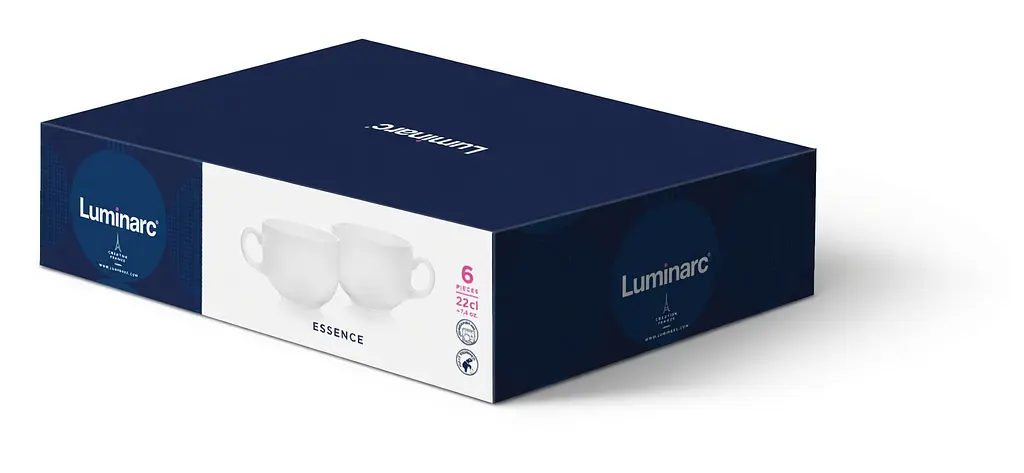 Набір чашок Luminarc Essence White скло загартоване для чаю та кави 220 мл 6 шт (X1896) - фото 2