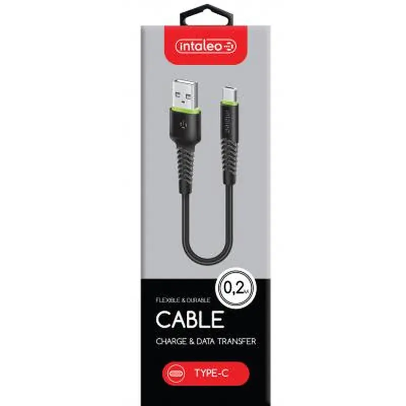 Дата кабель USB 2.0 AM to USB-C 0.2m black Intaleo (1283126487446) - фото 2