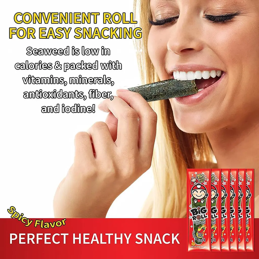 Чіпси Норі Tao Kae Noi Grilled Seaweed Big Roll Spicy Flavor 9шт × 3г - фото 10