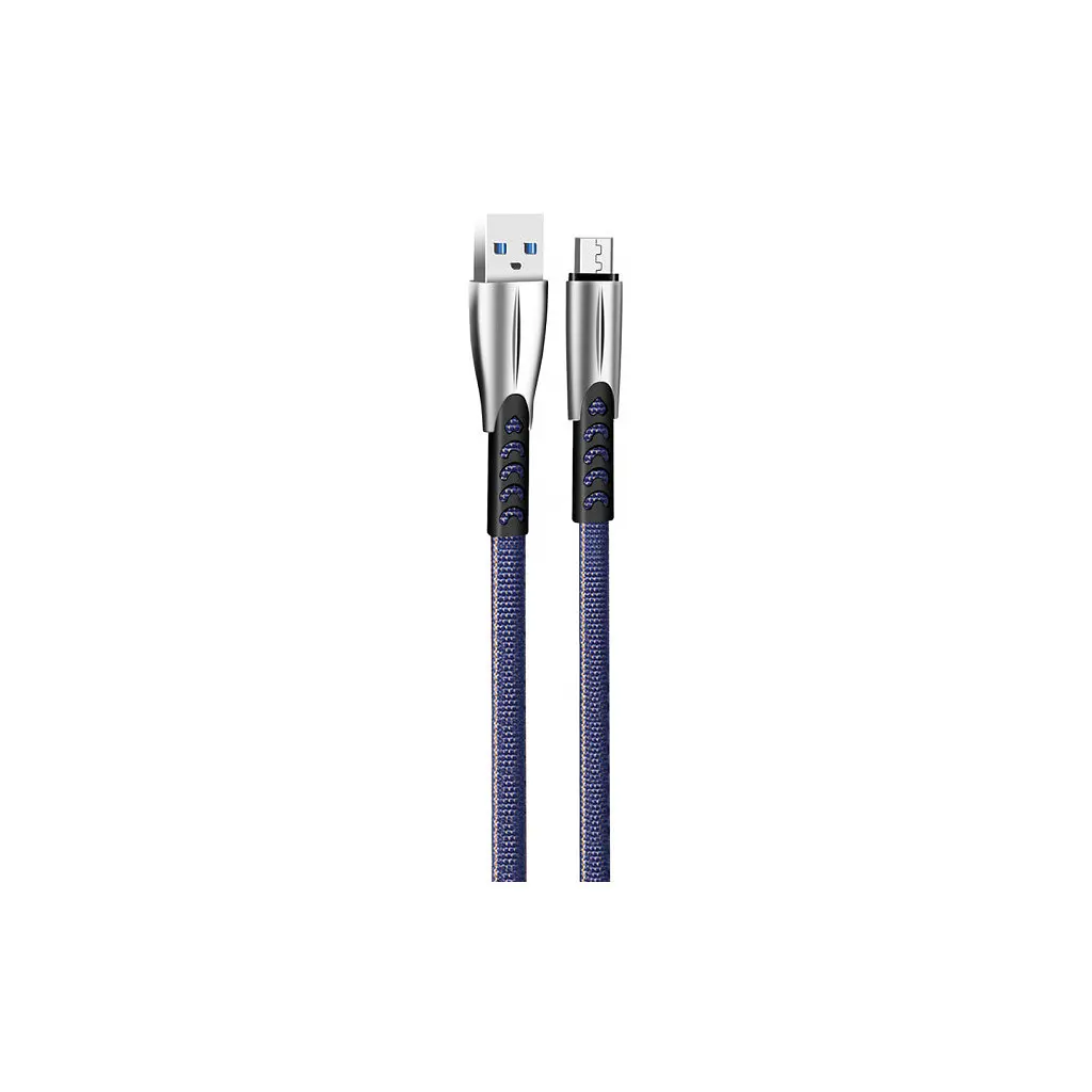Дата кабель USB 2.0 AM to Micro 5P 1.0m zinc alloy blue ColorWay (CW-CBUM011-BL) - фото 3