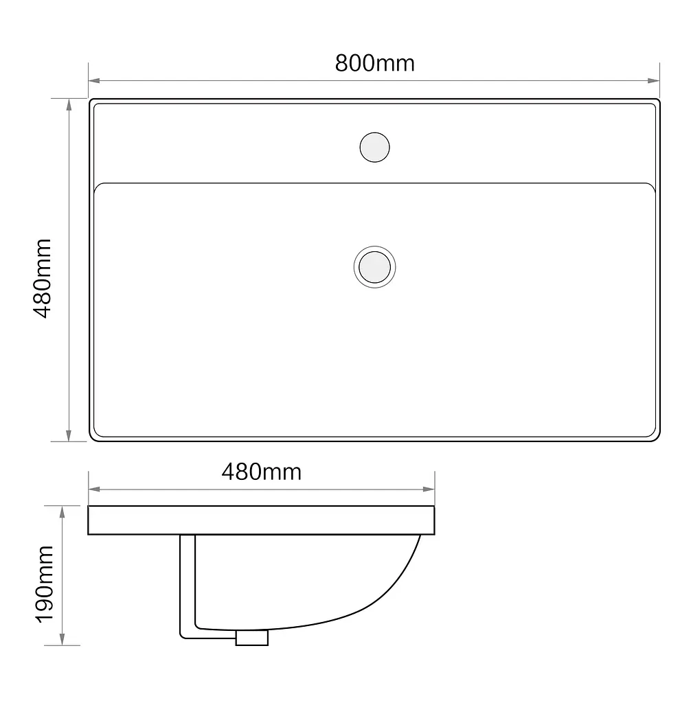 Умивальник меблевий Mixxus Premium Style-1503 800x480x190 мм з отвором під змішувач і переливом MP6500, Білий - фото 7